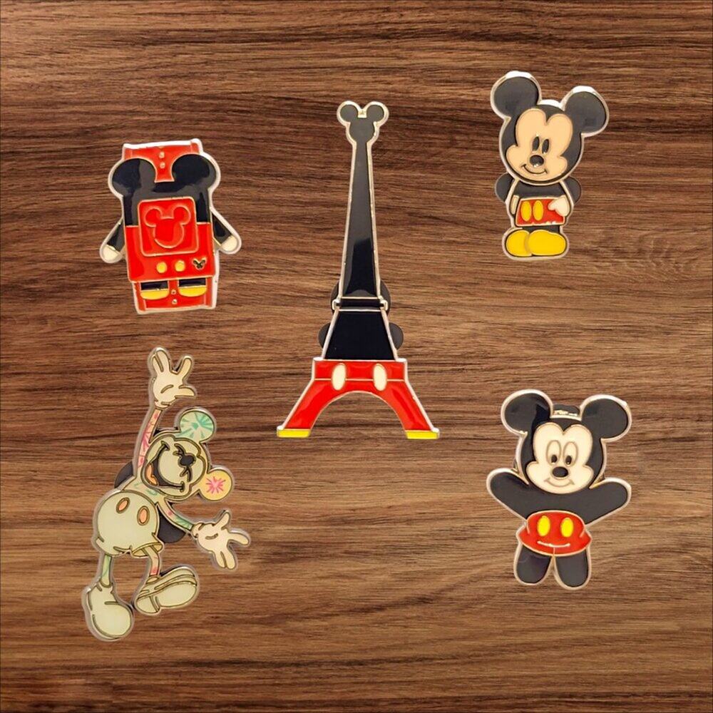 5 Mickey Mouse Disney Parks Trading Pins, Plus 2 Bonus Pins